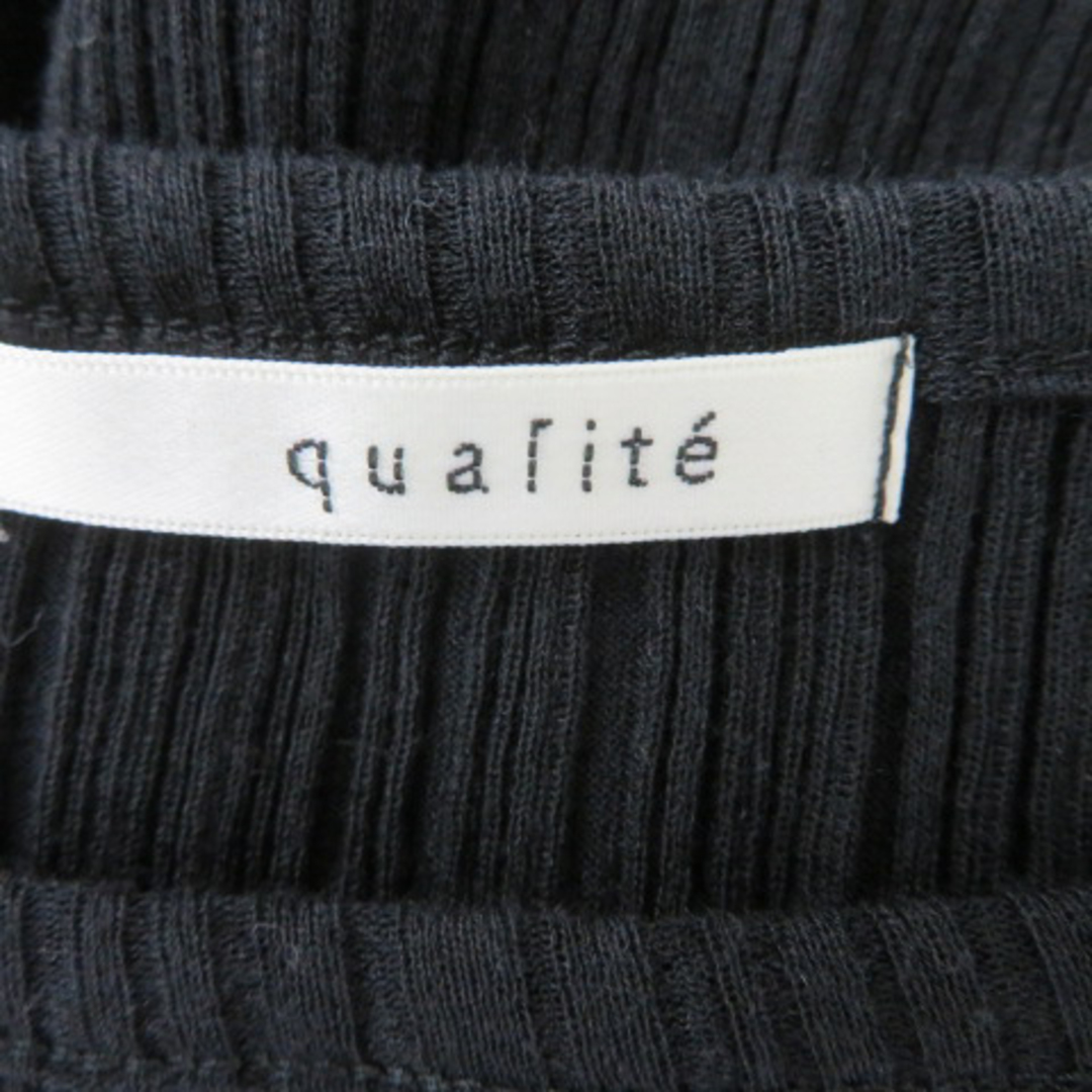 qualite(カリテ)のカリテ qualite カットソー 五分袖 ラウンドネック 無地 F ブラック レディースのトップス(その他)の商品写真