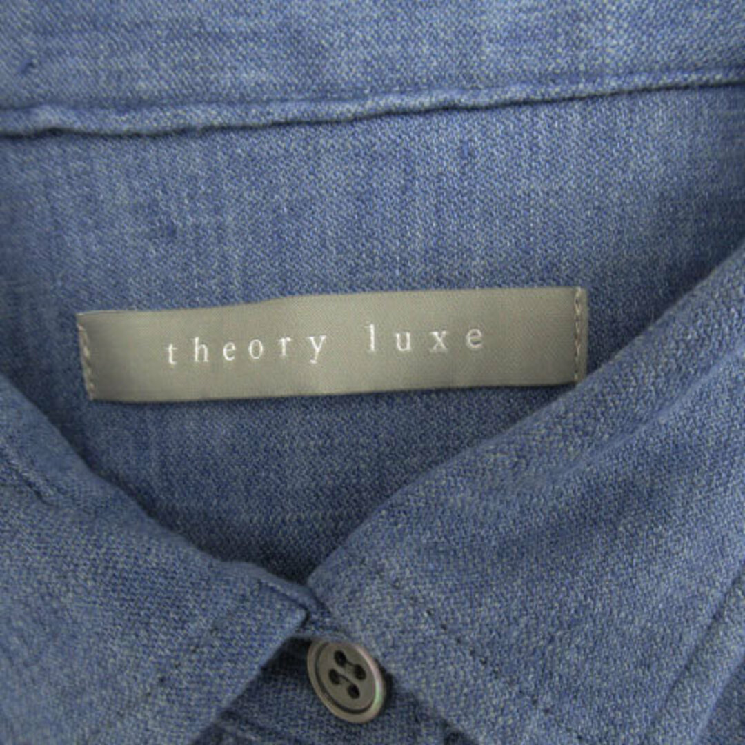 Theory luxe(セオリーリュクス)のセオリーリュクス ワンピース ひざ丈 半袖 麻 リネン 38 M 青 ブルー レディースのワンピース(ひざ丈ワンピース)の商品写真