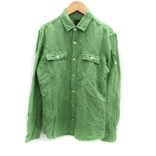 タケオキクチ(TAKEO KIKUCHI)のタケオキクチ カジュアルシャツ 長袖 麻 リネン 2 緑 グリーン(シャツ)