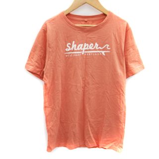 イッカ ikka Tシャツ カットソー ラウンドネック プリント M オレンジ