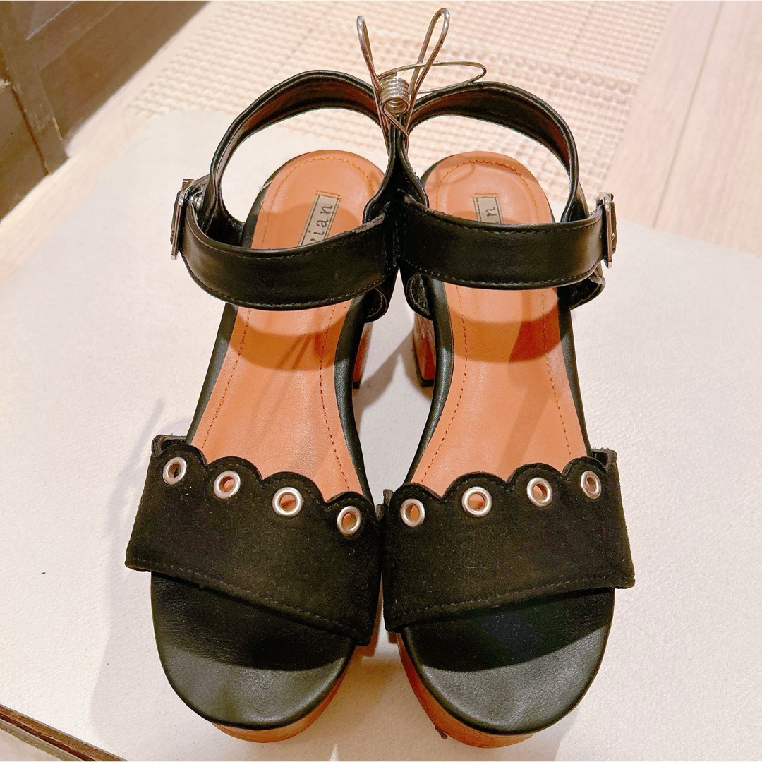 黒サンダル　M レディースの靴/シューズ(ハイヒール/パンプス)の商品写真