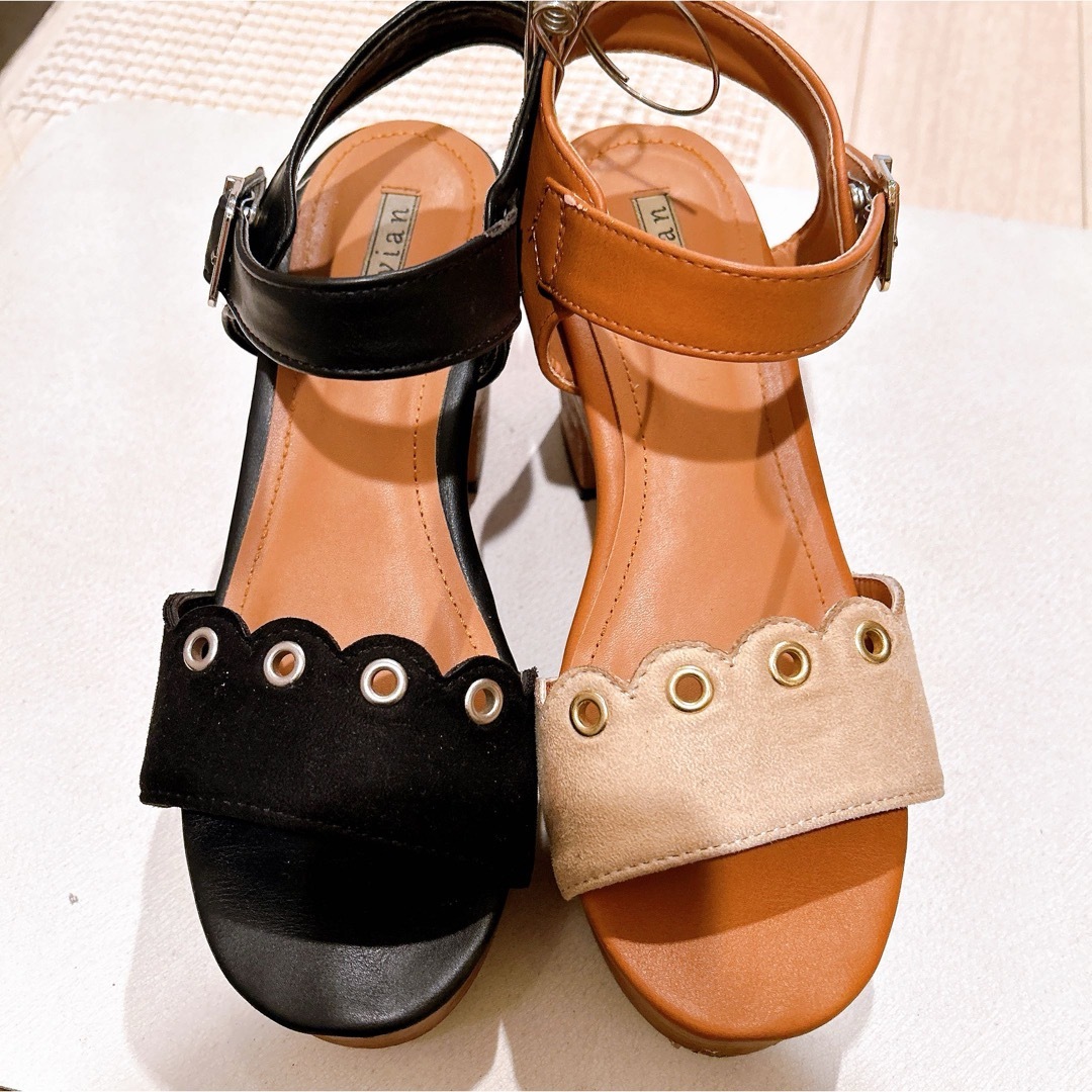 黒サンダル　M レディースの靴/シューズ(ハイヒール/パンプス)の商品写真