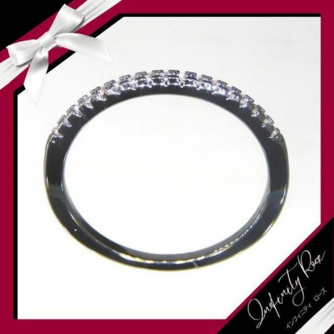 （1074）12号　ブラック小粒スワロ繊細な極細リング　指輪 レディースのアクセサリー(リング(指輪))の商品写真