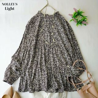 ノーリーズ(NOLLEY'S)のノーリーズライト　花柄長袖ブラウス　ペプラムブラウス　Ｍ　薄手(シャツ/ブラウス(長袖/七分))