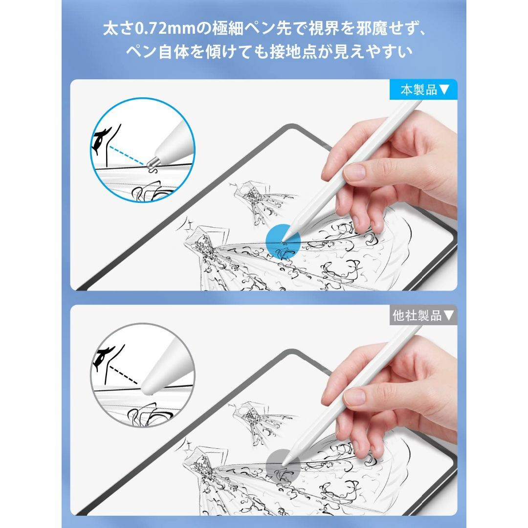 【色:ホワイト】金属製4個入り アップルペンシル 交換用ペン先 MEKO App スマホ/家電/カメラのPC/タブレット(タブレット)の商品写真