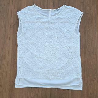 オペークドットクリップ(OPAQUE.CLIP)のオペークドットクリップ　レース　ノースリーブ　カットソー　白　レディース　M(Tシャツ(半袖/袖なし))