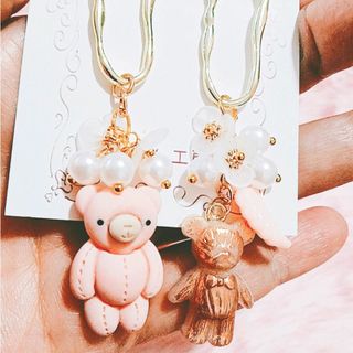 【土日限定】BEAR/ジャラジャラ/Flower/Pierce/earrings