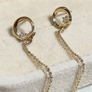 スタージュエリー(STAR JEWELRY)のスタージュエリー  K10 ダイヤ 月とお星様のピアス(ピアス)