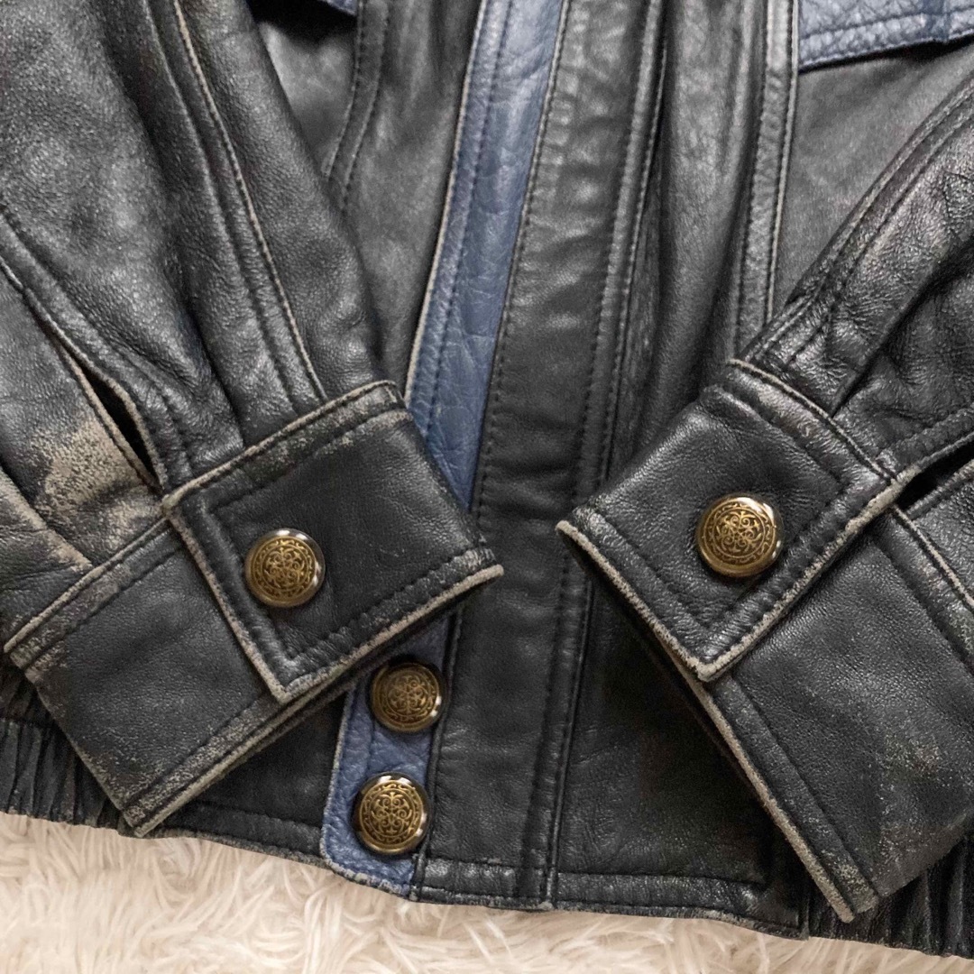 【激レア•あなただけの一着】イタリア製ラムレザージャケット 西洋柄 ヴィンテージ メンズのジャケット/アウター(レザージャケット)の商品写真