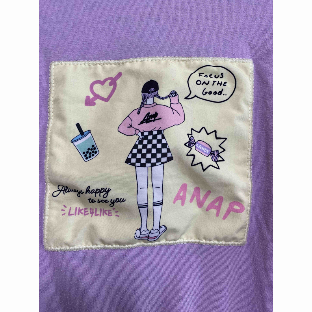 ANAP Kids(アナップキッズ)のアナップ　キッズ　長袖　120cm 女の子　薄紫　ロンT キッズ/ベビー/マタニティのキッズ服女の子用(90cm~)(Tシャツ/カットソー)の商品写真