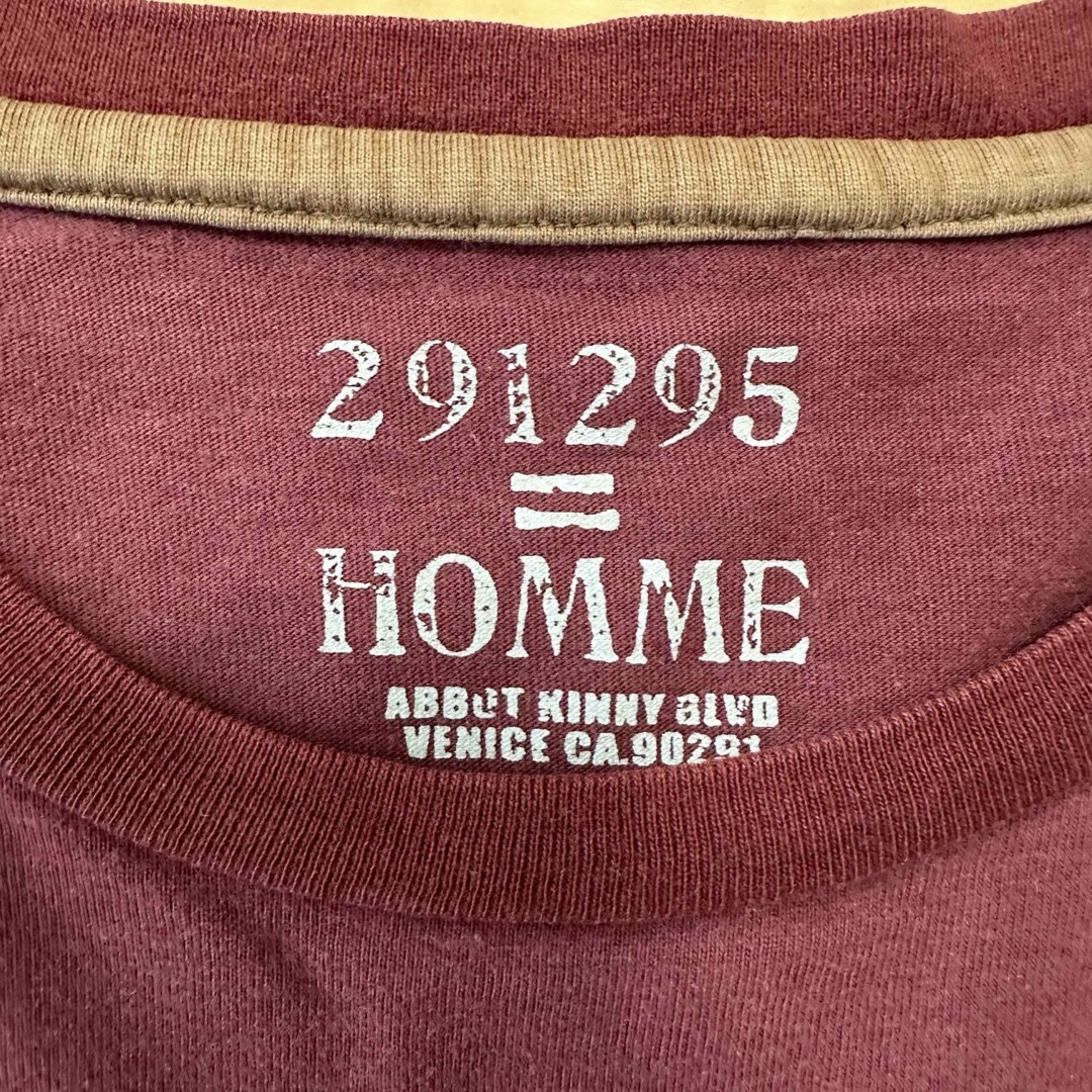 291295=HOMME(ニーキュウイチニーキュウゴーオム)の291295=HOMME 半袖シャツ エンジ ワイン サイズ2 メンズのトップス(Tシャツ/カットソー(半袖/袖なし))の商品写真