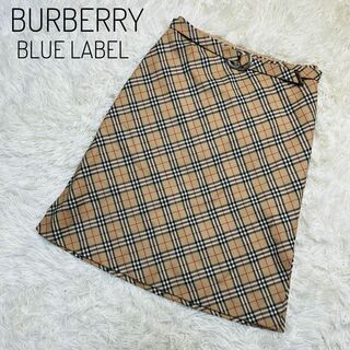 バーバリーブルーレーベル(BURBERRY BLUE LABEL)のバーバリーブルーレーベル　ノバチェック　台形スカート　ベルト付き　38 M(ひざ丈スカート)