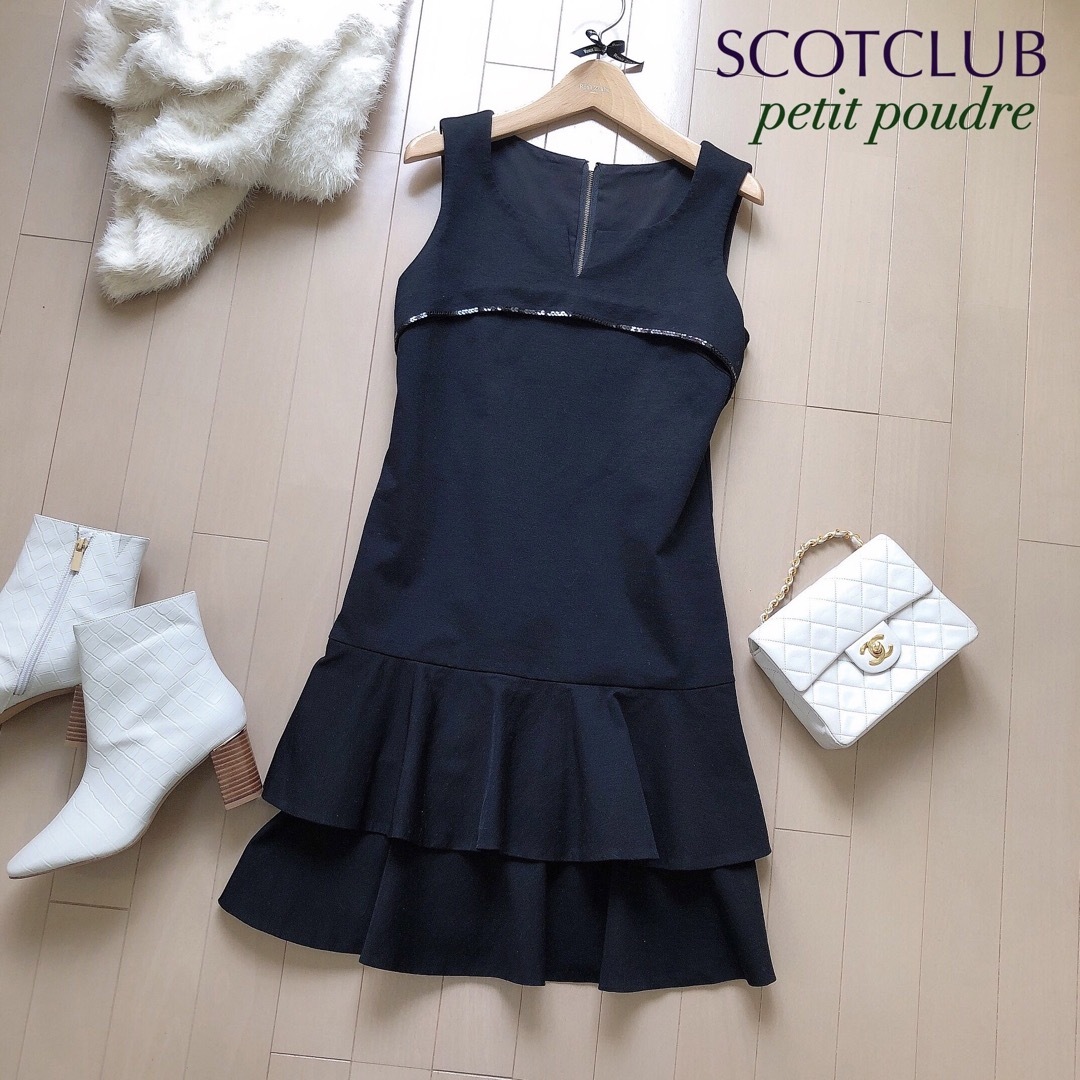 SCOT CLUB(スコットクラブ)のSCOTCLUB お出かけ❤︎可愛い❤︎ワンピース ストレッチ 黒 スナイデル レディースのワンピース(ミニワンピース)の商品写真