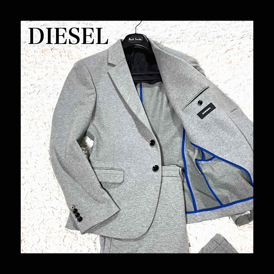 DIESEL(ディーゼル)の美品　ディーゼル　スーツ　セットアップ　スウェット　伸縮性　グレー　青　L メンズのスーツ(セットアップ)の商品写真