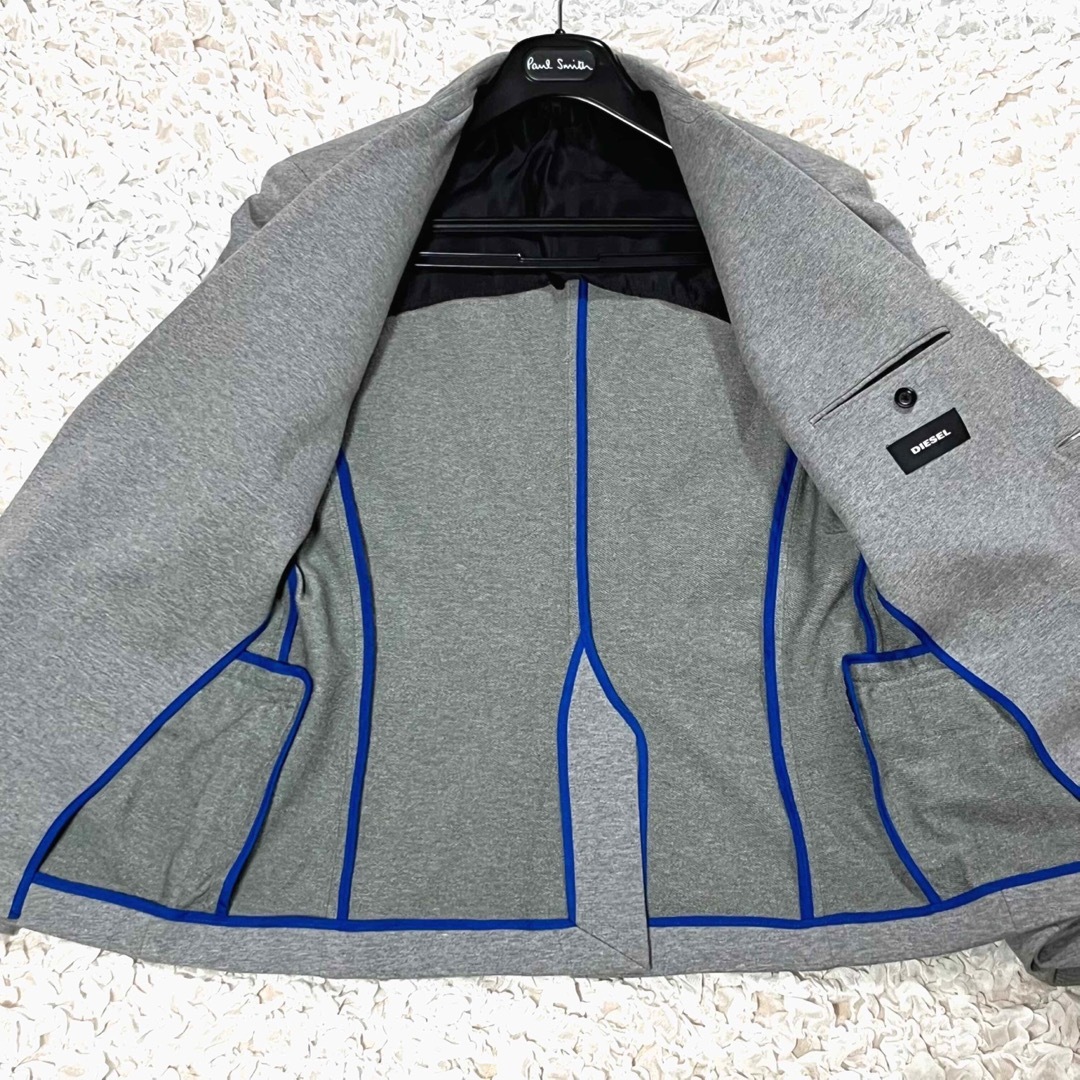 DIESEL(ディーゼル)の美品　ディーゼル　スーツ　セットアップ　スウェット　伸縮性　グレー　青　L メンズのスーツ(セットアップ)の商品写真
