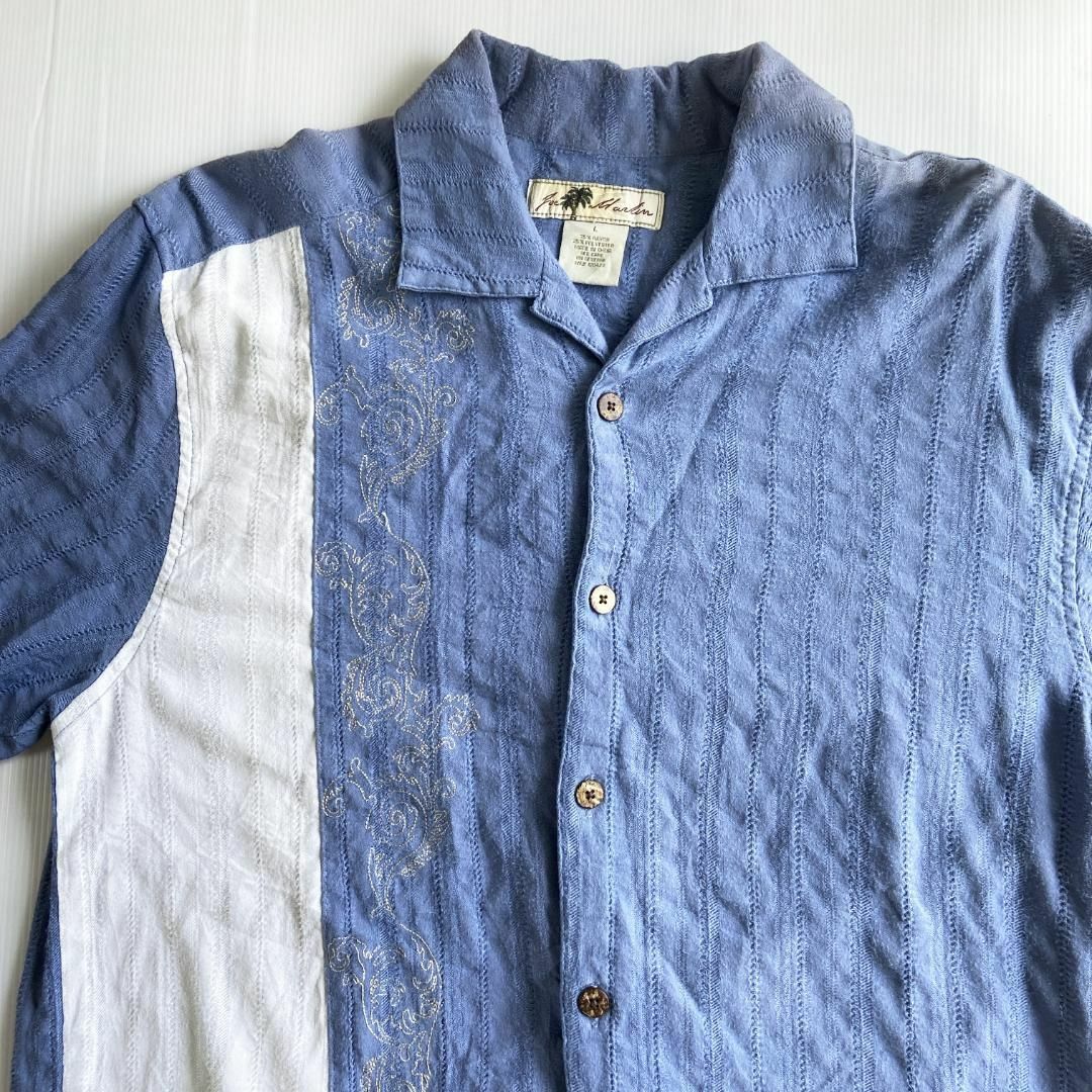 VINTAGE(ヴィンテージ)のキューバ シャツ メキシカン 刺繍 ラインシャツ 半袖 古着 ブルー L メンズのトップス(シャツ)の商品写真