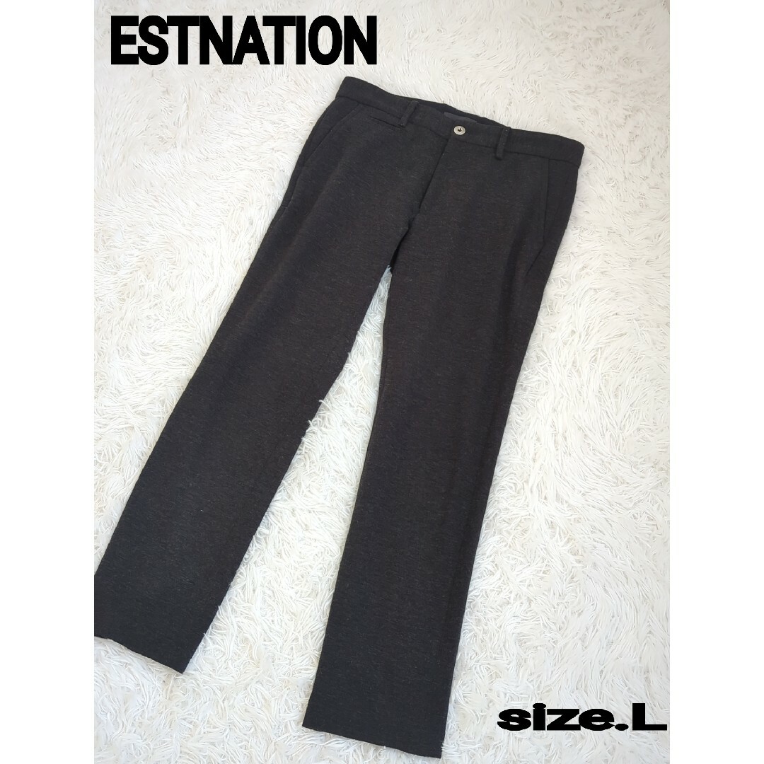 ESTNATION(エストネーション)の美品　ESTNATION　チャコールグレー　ウール　L　メンズ　テーパード メンズのパンツ(スラックス)の商品写真