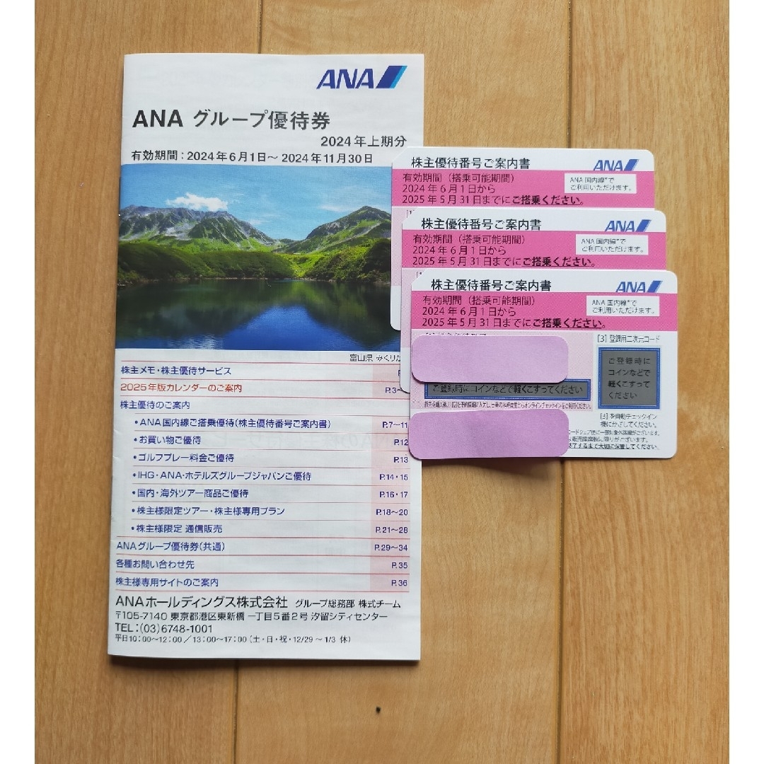 ANAグループ　優待番号案内書　3枚 チケットの優待券/割引券(その他)の商品写真