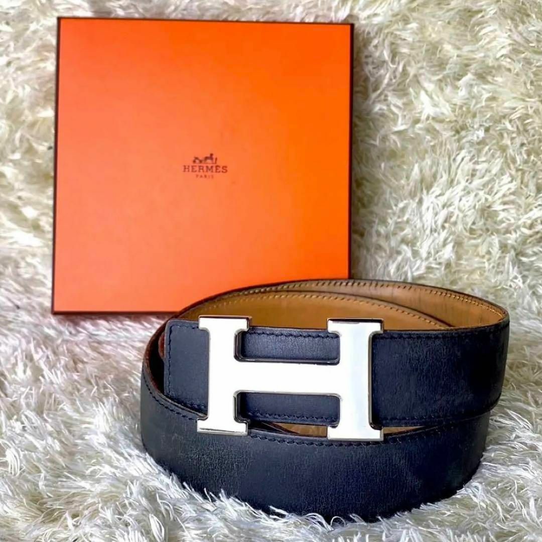 Hermes(エルメス)の【美品】エルメス ベルト コンスタンス リバーシブル 黒 茶 シルバー 75 レディースのファッション小物(ベルト)の商品写真