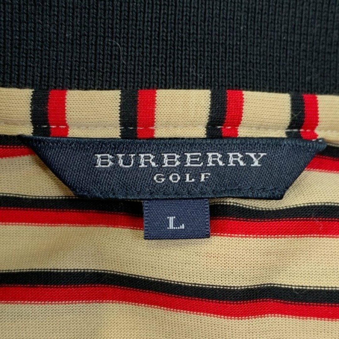 BURBERRY(バーバリー)のBURBERRY GOLF バーバリーゴルフ コットン ボーダーポロシャツ ベージュ 長袖 Size L メンズのトップス(シャツ)の商品写真