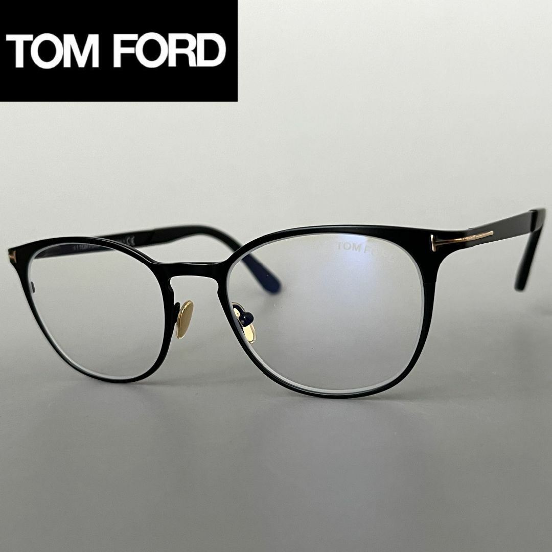 TOM FORD EYEWEAR(トムフォードアイウェア)のメガネ トムフォード ブルーライトカットメガネ ボストン ブラック 黒 金 レディースのファッション小物(サングラス/メガネ)の商品写真