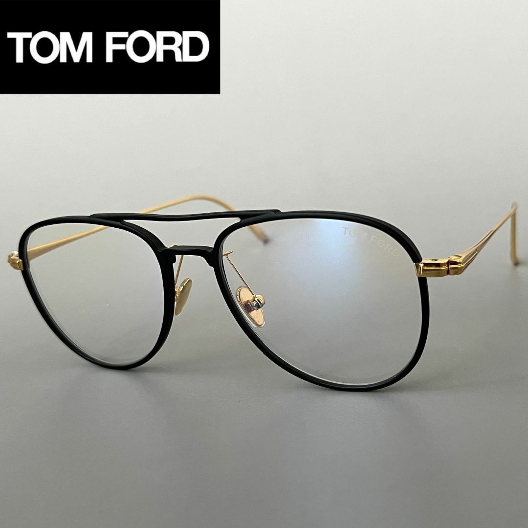 TOM FORD EYEWEAR(トムフォードアイウェア)のトムフォード ティアドロップ メガネ ブルーライトカット ブラック ゴールド 黒 メンズのファッション小物(サングラス/メガネ)の商品写真