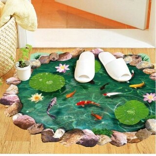 ウォールステッカー 池の鯉 蓮の花 3D壁シール 剥がせる トリックアート 床