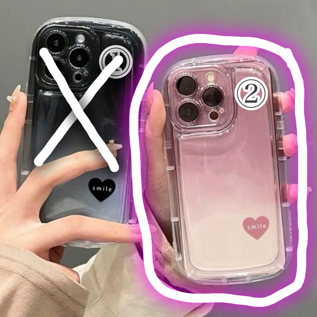 iPhoneケース　ピンク　グラデーション　ハート　可愛い　韓国　カバー　スマホ スマホ/家電/カメラのスマホアクセサリー(iPhoneケース)の商品写真