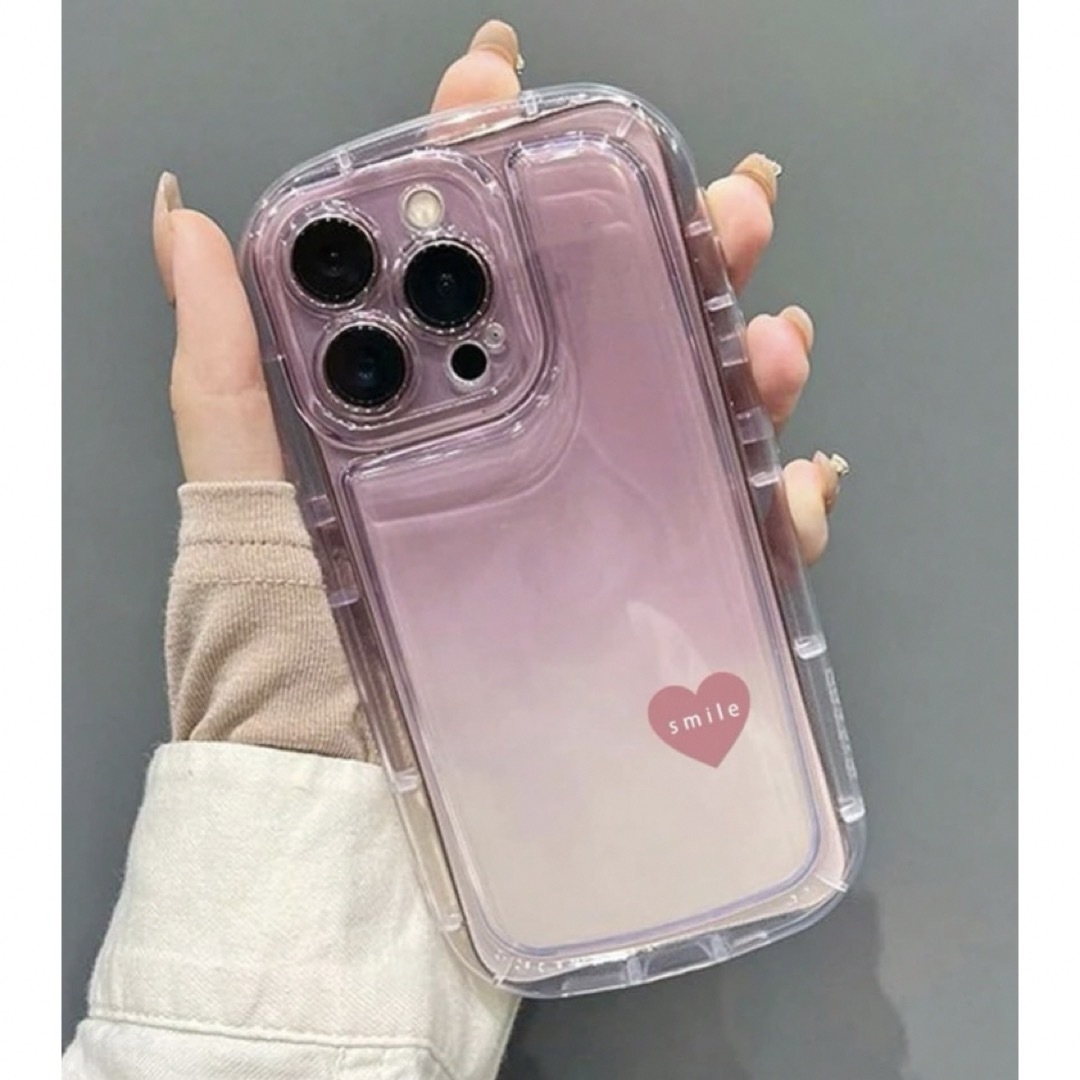 iPhoneケース　ピンク　グラデーション　ハート　可愛い　韓国　カバー　スマホ スマホ/家電/カメラのスマホアクセサリー(iPhoneケース)の商品写真