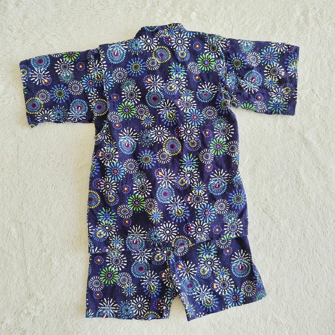 甚平　キッズ甚平　花火柄　100cm キッズ/ベビー/マタニティのキッズ服男の子用(90cm~)(甚平/浴衣)の商品写真