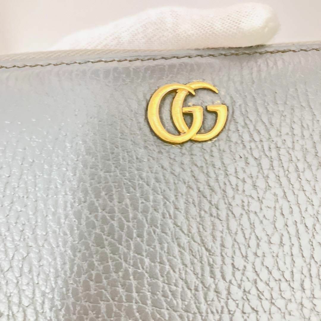 Gucci(グッチ)の【高級】グッチ 長財布ラウンドファスナー ロングウォレット マーモント グレー レディースのファッション小物(財布)の商品写真