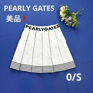 パーリーゲイツ(PEARLY GATES)の美品❗️パーリーゲイツ　0/S ワッフルプリーツスカート　ホワイト　春夏(ウエア)