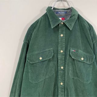 TOMMY HILFIGER - 【人気コーデュロイ、グリーン】TOMMY HILFIGER長袖シャツ古着90s