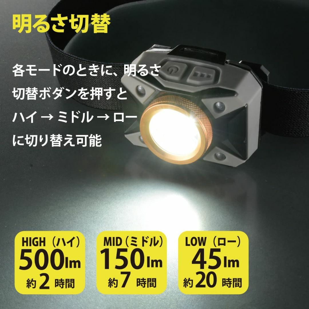 【色: ブラック】オームOHM 電機 LEDヘッドライト ヘッドラップ 白色赤色 スポーツ/アウトドアのアウトドア(ライト/ランタン)の商品写真