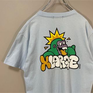 XLARGE - 【アースカラー、バックプリントTシャツ】X-LARGEゴリラ古着ストリートM青