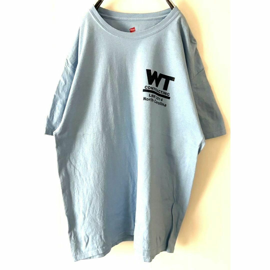 ヘインズ WT ミッション クリティカル Tシャツ XL水色ライトブルー古着 メンズのトップス(Tシャツ/カットソー(半袖/袖なし))の商品写真