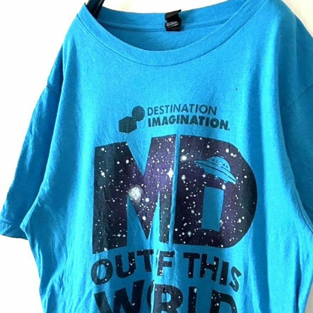 District(ディストリクト)のディストリクト MD ワールド Tシャツ ライトブルー 水色 古着 メンズのトップス(Tシャツ/カットソー(半袖/袖なし))の商品写真