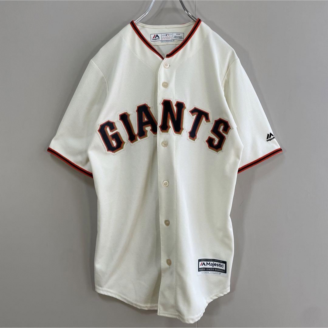 Majestic(マジェスティック)の【ビッグ刺繍ロゴ、ベースボールシャツ】Majestic MLBジャイアンツ古着 メンズのトップス(シャツ)の商品写真