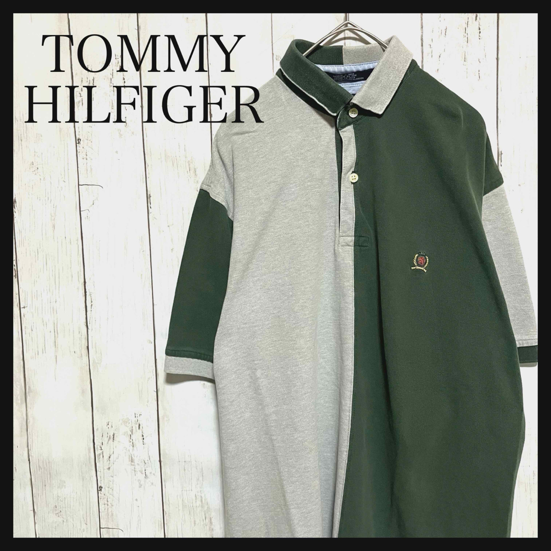 TOMMY HILFIGER(トミーヒルフィガー)のトミーヒルフィガー 半袖ポロシャツワンポイント刺繍ロゴアシンメトリー Z1224 メンズのトップス(ポロシャツ)の商品写真