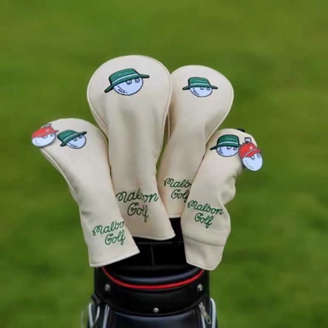 【大人気値下げ4点セット】Malbon Golfマルボンカバークリーミーホワイト スポーツ/アウトドアのゴルフ(その他)の商品写真