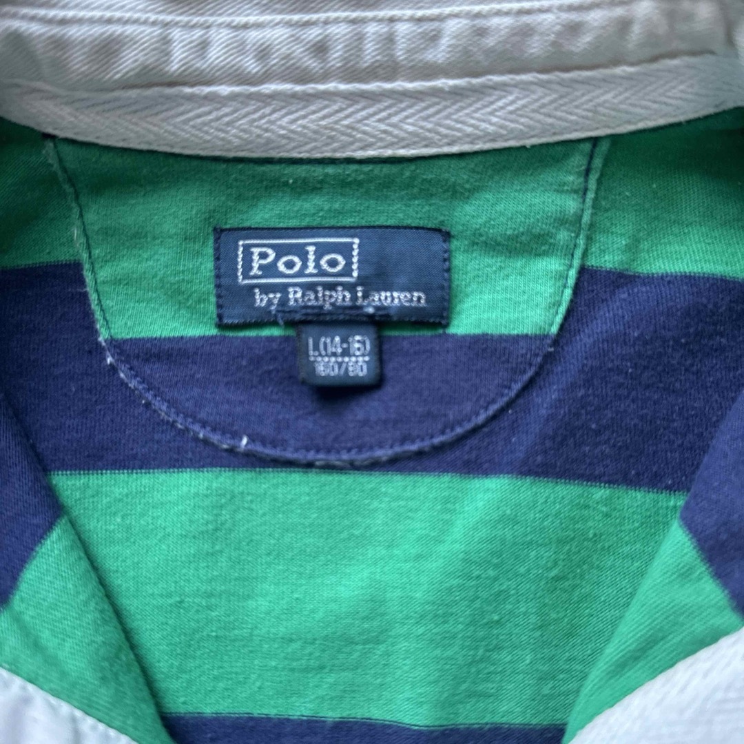 POLO（RALPH LAUREN）(ポロ)のPolo ラルフローレン L 160 ラガーシャツ ポロシャツ ボーダー キッズ/ベビー/マタニティのキッズ服男の子用(90cm~)(Tシャツ/カットソー)の商品写真