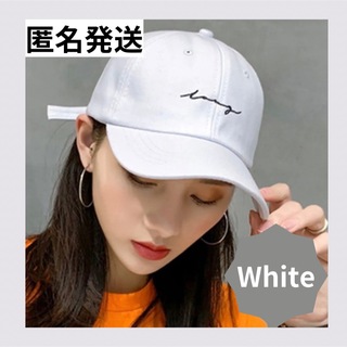 キャップ　レディース  帽子 ロゴ  　ワンポイント 韓国　男女兼用　白(キャップ)