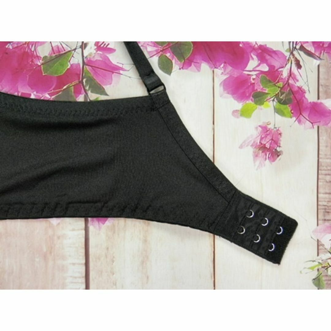 330★B80 L★脇高調ブラショーツセット 薔薇刺繍 黒 レディースの下着/アンダーウェア(ブラ&ショーツセット)の商品写真