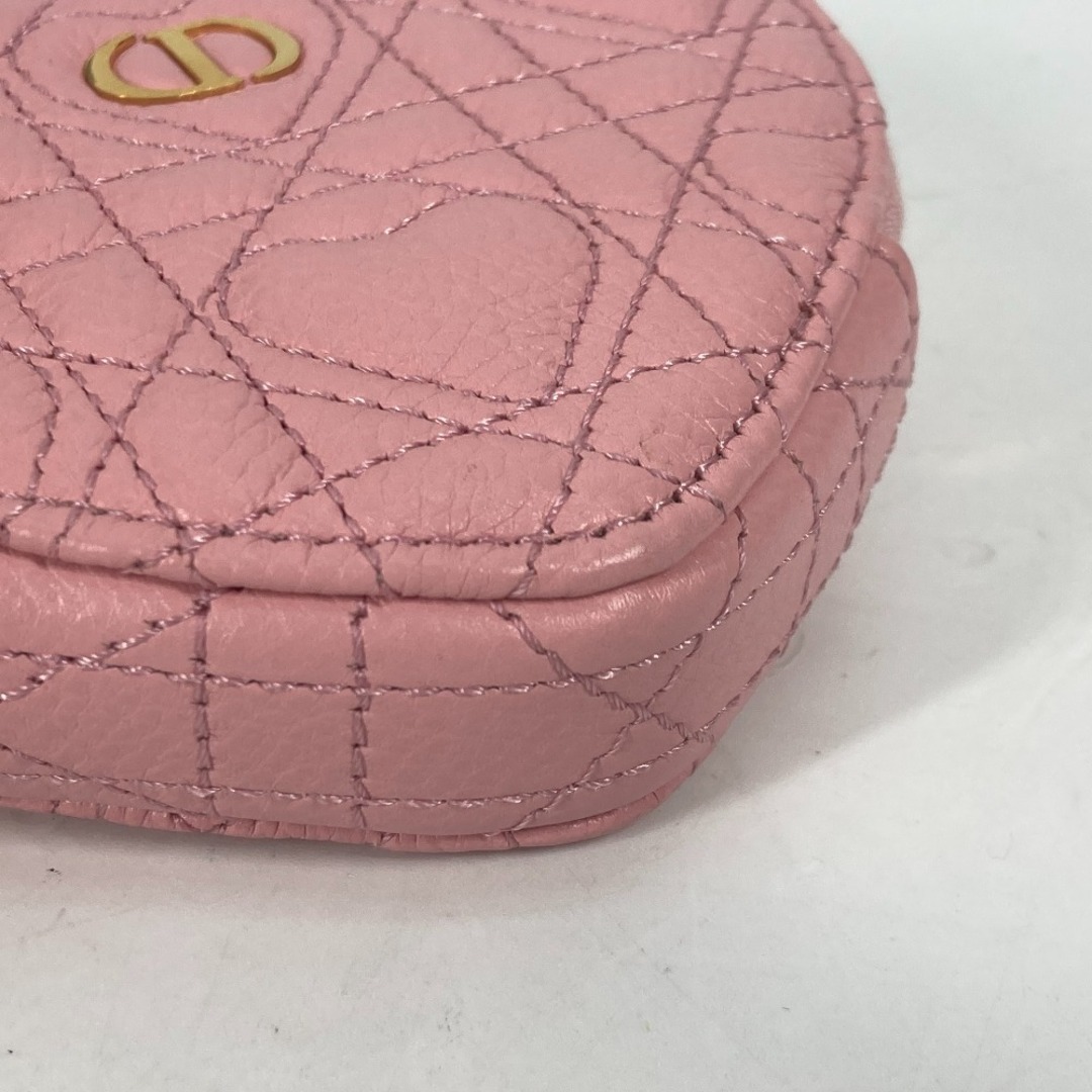 Dior(ディオール)のディオール Dior CARO カロ ポシェット 斜め掛け 2WAYバッグ ポーチ チェーン バッグハート カナージュ ショルダーバッグ レザー ピンク 美品 レディースのバッグ(ショルダーバッグ)の商品写真