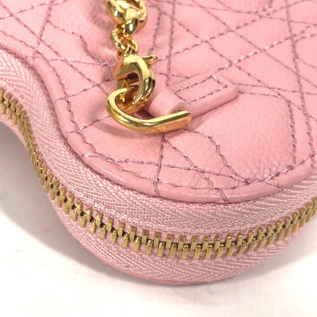 Dior(ディオール)のディオール Dior CARO カロ ポシェット 斜め掛け 2WAYバッグ ポーチ チェーン バッグハート カナージュ ショルダーバッグ レザー ピンク 美品 レディースのバッグ(ショルダーバッグ)の商品写真