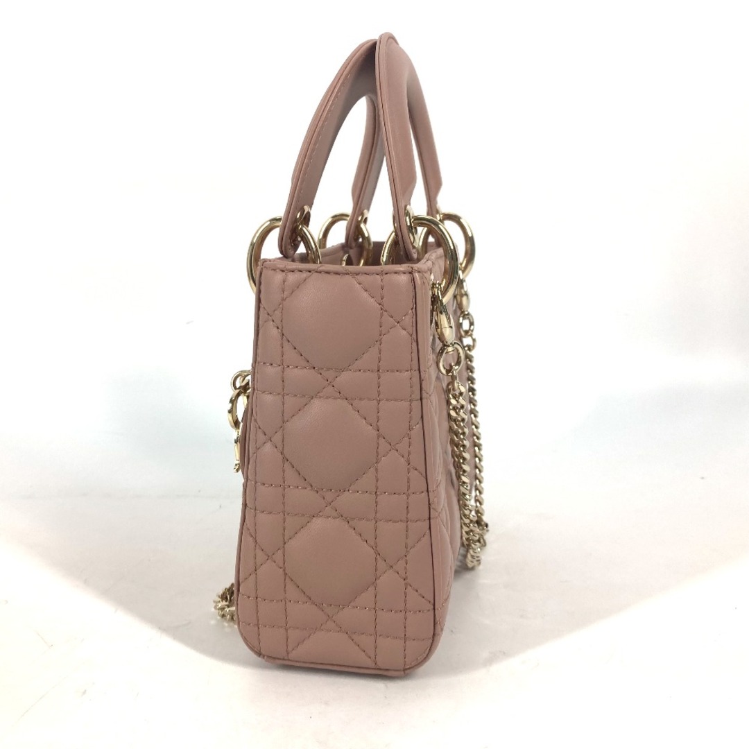 Dior(ディオール)のディオール Dior Lady Dior バッグ ミニ M0505ONGE_M50P レディディオール カナージュ チェーン ショルダーバッグ 斜め掛け カバン ハンドバッグ ラムスキン ピンクベージュ系 新品同様 レディースのバッグ(ハンドバッグ)の商品写真