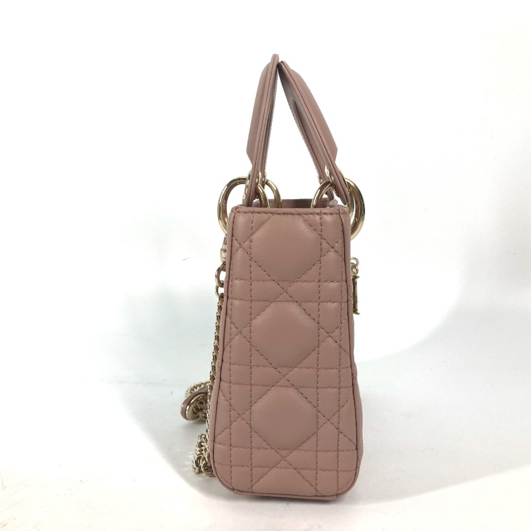 Dior(ディオール)のディオール Dior Lady Dior バッグ ミニ M0505ONGE_M50P レディディオール カナージュ チェーン ショルダーバッグ 斜め掛け カバン ハンドバッグ ラムスキン ピンクベージュ系 新品同様 レディースのバッグ(ハンドバッグ)の商品写真