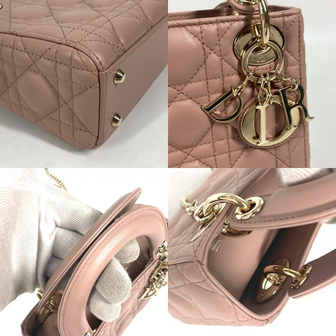 Dior(ディオール)のディオール Dior Lady Dior バッグ ミニ M0505ONGE_M50P レディディオール カナージュ チェーン ショルダーバッグ 斜め掛け カバン ハンドバッグ ラムスキン ピンクベージュ系 新品同様 レディースのバッグ(ハンドバッグ)の商品写真