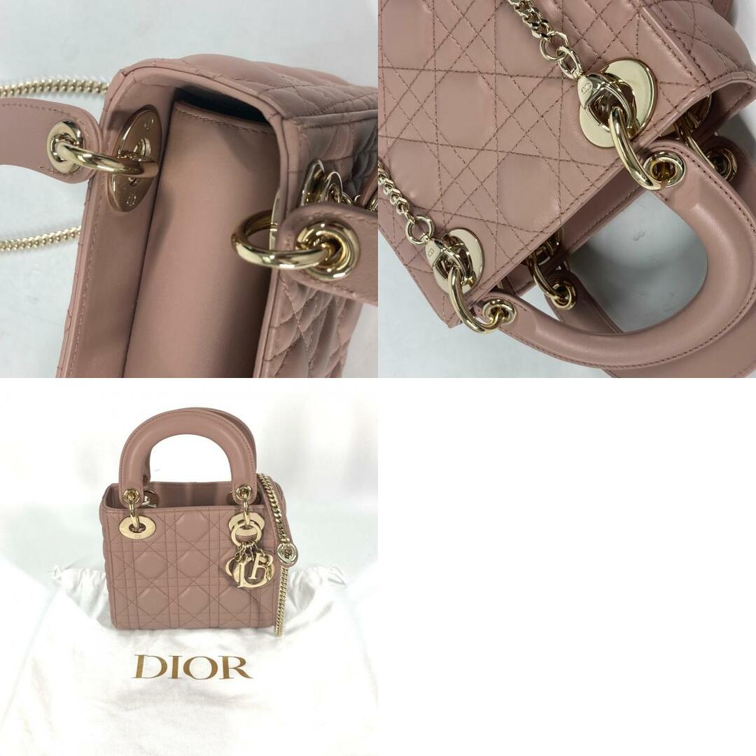 Dior(ディオール)のディオール Dior Lady Dior バッグ ミニ M0505ONGE_M50P レディディオール カナージュ チェーン ショルダーバッグ 斜め掛け カバン ハンドバッグ ラムスキン ピンクベージュ系 新品同様 レディースのバッグ(ハンドバッグ)の商品写真