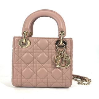 Dior - ディオール Dior Lady Dior バッグ ミニ M0505ONGE_M50P レディディオール カナージュ チェーン ショルダーバッグ 斜め掛け カバン ハンドバッグ ラムスキン ピンクベージュ系 新品同様